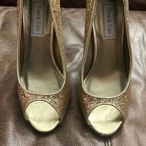 Touch Ups Glittering Gold Peep Toe Heels